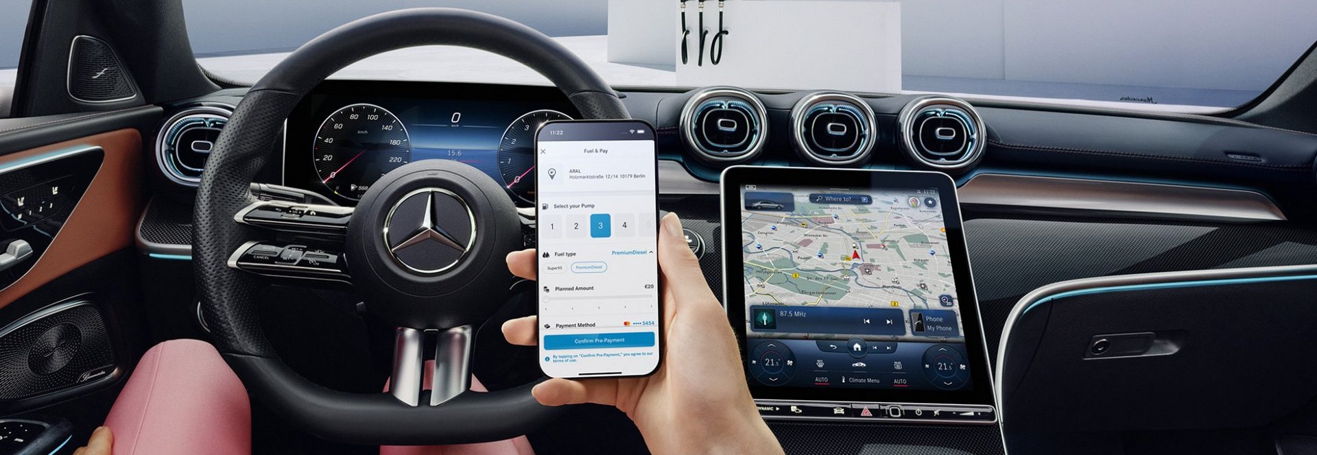 Ihr Mercedes-Benz steckt voller Möglichkeiten. Mit den Digitalen Extras sind Sie jederzeit mit Ihrem Fahrzeug verbunden.
Sichern Sie sich jetzt 15 % Rabatt auf alle Digitalen Extras im Mercedes-Benz Store – nur bis zum 27.04.2025!*  Zum Shop
*Aktionsangebot gültig vom 26.03.2025 bis 27.04.2025. Im eingeloggten Zustand sehen Sie den Aktionspreis, der durchgestrichene Preis entspricht dem niedrigsten Preis der letzten 30 Tage. Das Angebot kann nicht mit anderen Angeboten kombiniert werden und gilt ausschließlich für die gekennzeichneten Laufzeiten im Mercedes-Benz Store Deutschland. Sie benötigen ein Mercedes-Benz Konto. Es gelten die allgemeinen Geschäftsbedingungen für Digitale Extras. Der Betrieb ist abhängig von der Mobilfunkabdeckung. Die Kundenberechtigung kann je nach Fahrzeugmodell, Ausstattung und technischen Möglichkeiten variieren, Voraussetzung: Digitales Extra noch nicht in Besitz oder im Nachkauffenster.