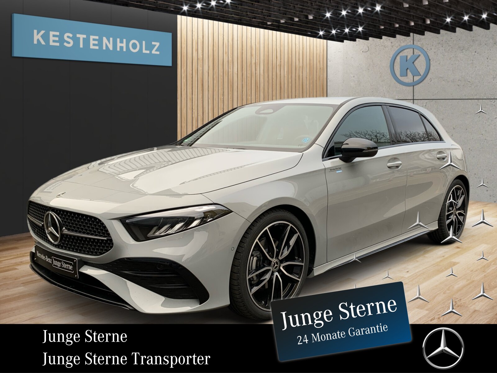 Ausstattungslinien und -Pakete:  Ausstattungs-Paket: Advanced Plus,   Ausstattungs-Paket USB Plus,   Design- und Ausstattungslinie AMG Line,   Licht- und Sicht-Paket:  Night-Paket:  Park-Paket:  Spiegel-Paket:  Styling-Paket (AMG / Exterieur)Exterieur:  Außenspiegel elektr. anklappbar,   Außenspiegel elektr. verstell- und heizbar, beide,   Außenspiegel schwarz lackiert,   Bremsanlage: Sportausführung,   Kühlergrill Diamant-Optik,   LED-Tagfahrlicht:  LED High Performance-Scheinwerfer:  LM-Felgen:  Scheibenwaschanlage beheizt,   Scheibenwischer mit Regensensor,   Seitenscheiben hinten und Heckscheibe abgedunkelt,   Seitenschweller Wagenfarbe,   Sonderlackierung Uni-Lackierung Alpingrau (designo-Lack)Interieur:  Ambiente-Beleuchtung:  Edelstahlpedale Sportdesign,   Fensterheber elektrisch vorn + hinten:  Fußmatten AMG,   Getränkehalter vorn (doppelt),   Innenausstattung: Zierteile Aluminium Längsschliff,   Innenhimmel schwarz,   Innenhimmel Stoff,   Klimatisierungsautomatik THERMATIC:  Kopf-Airbag-System (Windowbag),   Lendenwirbelstützen vorn, elektr. verstellbar,   Lenkrad mit Schaltwippen/-tasten, galvanisiert,   Mittelarmlehne hinten,   Mittelkonsole vorn mit Rollo / Ablage,   Rücksitzlehne geteilt / klappbar,   Service-System: Fingerabdruck-Scanner für MBUX,   Sitzbezug / Polsterung: Ledernachbildung Artico / Dinamica,   Sitzheizung vorn:  Sonnenblenden mit Spiegel (beleuchtet),   Touchpad (Mittelkonsole),   USB-Anschluss im FondMultimedia:  DAB-Tuner (Radioempfang digital),   Digitales Instrumenten-Display,   Fahrzeug Setup (Onlinedienste / Apps),   Infotainment-System: Remote Service Plus,   Kommunikationsmodul (LTE) Vorbereitung Mercedes me connect,   Mercedes-Benz Notrufsystem:  Motorakustik über Lautsprecher (innen),   Multimedia-Display:  Multimediasystem MBUX (Digitales Multimedia-System),   Sprachbediensystem Erweiterte Funktionen (MBUX)Komfort und Umwelt:  Außen-/Innenspiegel mit Abblendautomatik,   Direktlenkung mit variabler Lenkkraft-Unterstützung,   Fahrassistenz-System: Agility Select / Dynamic Select (Fahrmodusschalter),   Fahrassistenz-System: aktiver Park-Assistent:  Fahrassistenz-System: aktiver Spurhalteassistent,   Fahrassistenz-System: Fernlichtassistent Adaptive,   Fahrassistenz-System: Geschwindigkeitslimit-Assistent,   Getriebe 7-Gang - Doppelkupplungsgetriebe DCT,   Induktionsladeschale für Smartphone,   Keyless Go Startanlage,   Komfort-Fahrwerk tiefergelegt (Agility Control),   Lenkrad (Sport Leder Nappa) mit Multifunktion,   Lenkrad beheizbar,   Licht- und Regensensor:  Otto-Partikelfilter (OPF),   Rückfahrkamera:  Schadstoffarm nach Abgasnorm Euro 6e,   Start-Stopp Anlage:  Tempomat:Sicherheit:  Airbag Beifahrerseite abschaltbar,   Anti-Blockier-System (ABS),   Beckenairbag vorn (Pelvisbag),   Elektronisches Stabilitätsprogramm (ESP),   Fahrassistenz-System: aktiver Bremsassistent,   Fahrzeug-Monitoring (Fahrzeugortungssystem),   Knieairbag Fahrerseite,   Reifen-Reparaturset (Tirefit),   Reifendruck-Kontrollsystem,   Seitenairbag (Sidebag) vornWeiteres:  Mild-Hybrid 110 kW (Motor 1,3 Ltr. - 100 kW CGI),   Modellpflege mit Code,   Service-System: MBUX Navigation Premium.