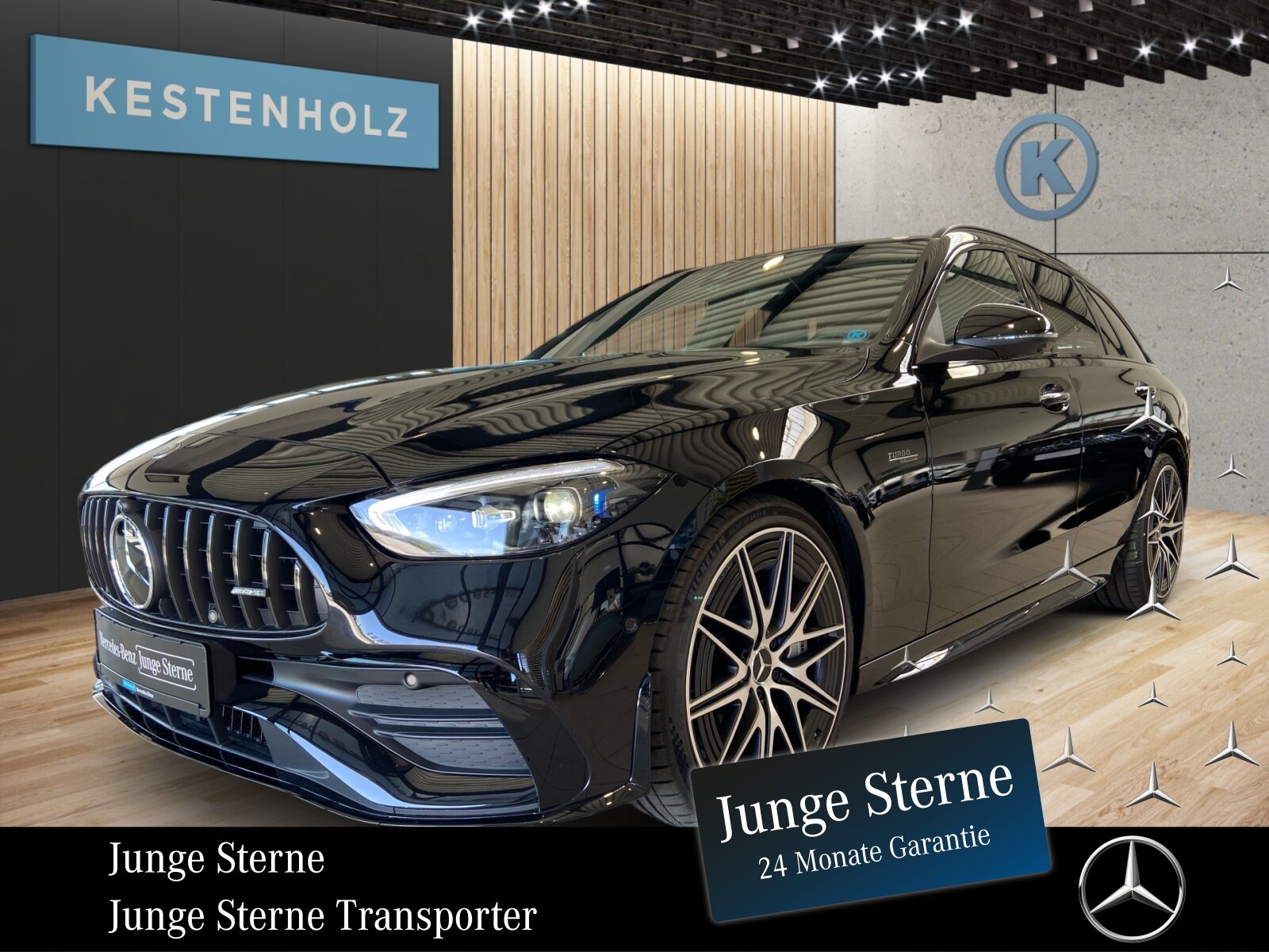 Ausstattungslinien und -Pakete:  Ablage-Paket,   AMG Driver's Package,   AMG Night-Paket Exterieur:  AMG Night-Paket II,   AMG Optik-Paket,   AMG Styling:  Fahrassistenz-Paket Plus:  Innenraum-Lichtpaket,   Kofferraumkomfort-Paket:  Memory-Paket:  Mercedes-AMG Exterieur,   Mercedes-AMG Interieur,   Park-Paket mit 360 Grad-Kamera:  Premium-Paket mit digitalen Extras,   Spiegel-Paket:  USB-Paket:Exterieur:  20" AMG Leichtmetallräder im 10 Doppelspeichen Design,   AMG-Fahrzeug-Baumuster Entry,   AMG Abrisskante,   AMG DYNAMIC SELECT,   AMG Einstiegsleisten mit "AMG" Schriftzug, beleuchtet und mit Wechselcover,   AMG Ride Control Fahrwerk:  AMG spezifische Kühlerverkleidung, abgedunkelt,   Außenspiegel elektrisch anklappbar:  Bremssättel silberfarben lackiert,   Dachreling schwarz:  DIGITAL LIGHT:  Hintere Sensoren für Spurhalte-Assistent,   Identifikationsschild mit VIN-Nummer,   Kraftstoffbehälter mit 66 Liter Inhalt:  Mild Hybrid Antrieb,   Motor-Restwärmenutzung,   Motorsound-System (AMG Real Performance Sound),   Radgroesse 20" Mischbereifung Variante 1 AMG,   Radlaufverbreiterung,   Scheibenwaschanlage beheizt,   Scheibenwischer mit Regensensor,   SPEED- + LOADINDEX 95Y XL + 94Y XL,   Steuercode Umstellung WLTP mit RDE,   Typkennzeichen auf Heckdeckel und Kotflügeln in Schwarzchrom,   Umfeldbeleuchtung mit Projektion des Markenlogos,   Vorrüstung für Projektionsfunktion Animationen,   Vorrüstung für Projektionsfunktion für Linien,   Vorrüstung für Projektionsfunktion Symbole,   Wärmedämmend dunkel getöntes GlasInterieur:  4-Wege-Lordosenstütze,   Ambientebeleuchtung:  AMG Lenkradtasten,   AMG Performance Lenkrad in Leder Nappa / Mikrofaser MICROCUT,   Bedienungsanleitung und Serviceinformation - deutsch,   Doppelcupholder:  Doppelrollo elektrisch fuer Gepäckraumabdeckung,   Innenhimmel Stoff schwarz,   Klimatisierungsautomatik Thermotronic:  Laderaumabdeckung inklusive EASY-PACK Sicherheitsnetz,   Mittelkonsole in Schwarz hochglänzend,   Sicherheitsgurte in Rot:  Sitzheizung für Fahrer und Beifahrer,   Sitzheizung im Fond:  Sitzlehnen im Fond klappbar:  Sportsitze:  Wärme- und geräuschdämmendes Akustikglas,   Zierelemente MetallstrukturMultimedia:  Ambientebeleuchtung Plus,   Android Auto:  Apple CarPlay:  Burmester® 3D-Surround-Soundsystem:  Digitales Extra: Erweiterte Funktionen MBUX,   Digitales Extra: Festplatten-Navigation,   Digitales Extra: MBUX Augmented Reality für Navigation,   Digitales Extra: MBUX Navigation Premium,   Digitales Extra: Remote Services,   Digitales Extra: Smartphone Integration,   Digitales Extra: Vorrüstung für Live Traffic Information,   Digitales Radio:  Fahrerdisplay,   Head-Up Display:  Kabelloses Ladesystem für mobile Endgeräte vorn:  Kommunikationsmodul (LTE) für die Nutzung von Mercedes me connect Diensten,   MBUX Multimediasystem:  Mercedes-Benz Notrufsystem:  Soundpersonalisierung,   Vorrüstung für Digitalen Fahrzeugschlüssel,   Vorrüstung für digitale Schlüsselübergabe,   Vorrüstung für digitales Radio:  Zentraldisplay:Komfort und Umwelt:  360°-Kamera:  Adaptiver Fernlicht-Assistent Plus:  Aktiver Geschwindigkeitslimit-Assistent:  Aktiver Lenk-Assistent:  Aktiver Park-Assistent mit PARKTRONIC:  Aktiver Spurhalte-Assistent:  Aktiver Spurwechselassistent,   AMG SPEEDSHIFT MCT 9G,   Ausweichunterstützung (Ausweichassistent),   Beifahrersitz elektrisch einstellbar mit Memory-Funktion:  Digitales Extra: Verkehrszeichen-Assistent,   Easy-Pack Heckklappe:  Erweitertes automatisches Wiederanfahren im Stau,   Hands-Free Access,   Hinterachslenkung:  Innen- und Außenspiegel automatisch abblendend,   Keyless-Go,   Keyless-Go Komfort Paket,   KEYLESS-GO Start-Funktion:  Lenkradheizung:  Panorama-Schiebedach:  Passive Personenanwesenheitserinnerung,   Streckenbasierte Geschwindigkeitsanpassung,   Vordersitz links elektrisch verstellbar mit Memory-FunktionSicherheit:  Aktiver Abstands-Assistent DISTRONIC:  Automatische Beifahrerairbag-Abschaltung,   Feuerlöscher,   Fingerabdrucksensor,   Mittenairbag:  PRE-SAFE-System Impuls Seite,   PRE-SAFE ® -System:  Reifendruckkontrolle (RDK):Weiteres:  AEJ 24/2,   Instrumententafel und Bordkanten in Ledernachbildung ARTICO,   Modelljahrcode:  Premium,   Serviceintervall 20.000 km,   UMSTELLUNG AUF UN ECE R100 AENDERUNGSSTAND 3,   WIPPS-Laender WEU+COC,   Änderungsjahr 24/2.