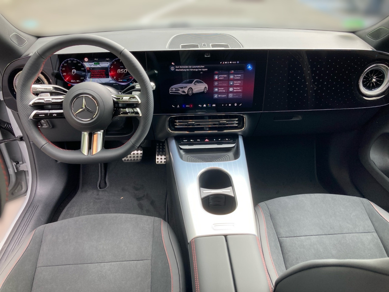 Getriebe: Automatikgetriebe, 8 G&auml;ngeAusstattungslinie: AMG Line InterieurAusstattungspakete: AMG Sportpaket,  Night-Paket,  SpiegelpaketAssistenzsysteme: Fernlichtassistent: Plus,  PARKTRONIC,  R&uuml;ckfahrkamera,  DISTRONIC,  Berganfahrhilfe,  Spracheingabesystem,  M&uuml;digkeitserkennung,  Spurhalteassistent,  Bremsassistent,  COLLISION PREVENTION ASSISTLicht und Sicht: Multibeam LED Scheinwerfer,  Tagfahrlicht,  W&auml;rmeschutzverglasung,  Ambientebeleuchtung,  LichtsensorAudio &amp; Kommunikation: MBUX,  Radio: Steuercode Funktion Radio Standard AM/FM,  Digitaler Radioempfang DAB,  AUX &amp; USB Anschluss,  Handyvorbereitung Bluetooth,  WLAN HotspotKomfort: THERMATIC,  Panoramadach,  Lordosenst&uuml;tze Fahrer,  Sitzheizung Fahrer/Beifahrer,  Sportsitze,  Armauflage hinten,  Servolenkung,  Lenks&auml;ule verstellbar,  Keyless-Go,  Start-Stopp System,  Zentralver. mit Fernbedienung,  Fensterheber elektrischInterieur: Sitze Kunstleder Ledernachbildung ARTICO Nappaoptik / Mikrofaser MICROCUT schwarz,  Innenfarbe schwarz,  Multifunktions-Sport-/Lederlenkrad,  Bordcomputer,  Dekoreinlagen: 42H Zierelemente Aluminium geb&uuml;rstet hell,  Lenkrad-SchaltwippenExterieur: Tieferlegung: Komfortfahrwerk mit Tieferlegung,  Touchscreen Bedienung,  AMG Leichtmetallfelgen 19 Zoll: im 5-Speichen-Design,  Au&szlig;enspiegel elekt.,  Reifenpannenset,  NotrufsystemAirbags: MittelairbagSicherheit: i-Size Kindersitzbefestigung,  Fu&szlig;g&auml;ngerschutzsystem,  Fahrer- /Beifahrerairbag,  Seitenairbag vorn und hinten,  Knieairbag Fahrer,  Traktionskontrolle,  Elektr. Stabilit&auml;tsprogramm ESP,  Reifendruckverlust-Warnung,  Wegfahrsperre,  Au&szlig;entemperatur Anzeige,  Antiblockiersystem ABS,  Bremsverschlei&szlig;anzeige,  Notbremsassistent,  Akustischer Umfeldschutz,  Totwinkel-AssistentWeitere Ausstattung: 98B Teilkuehlerjalousie oben,  18W PREPARATION - AUTOMATED PARKING ASSIST (APA),  1B3 Techn. Kommunikationsmodulvariante f&uuml;r ECE,  5B6 K&uuml;hlergrill beleuchtet mit Mercedes-Benz Pattern in Chrom,  K56 Geschwindigkeitslimit-Warnung,  2U1 AIRPANEL,  K59 Ausweichlenk-Funktion,  K58 Nothalt-Funktion,  2U8 K&auml;ltemittel 1234yf,  5S4 Steuer-Code Sitzpositionssensor Fahrer,  11W PREPARATION - EXTENDED TRAFFIC SIGN ASSIST (ETSA),  807 Modelljahrcode,  K61 Man&ouml;vrier-Assistent,  L Linkslenkung,  U20 12-V-Steckdose f&uuml;r Beifahrer,  896 Digitales Extra: Vorr&uuml;stung f&uuml;r Digitalen Fahrzeugschl&uuml;ssel f&uuml;r Smartphone,  12W PREPARATION - ACTIVE BLIND SPOT MONITORING (ABSM),  897 Kabelloses Ladesystem f&uuml;r mobile Endger&auml;te vorn,  U23 Sitzbelegungserkennung f&uuml;r Fondsitze,  4S0 HOTEND TECHNOLOGY TYP II-E,  25W PREPARATION - ACTIVE LANE CHANGE ASSIST (ALCA),  13W PREPARATION - ACTIVE LANE STEERING ASSIST (ALSA),  0S9 Steuer-Code Sitzpositionssensor Beifahrer,  0K2 STEERING CODE - OUTPUT ACTIV AES-FLAG,  8K0 Limiter,  6P5 Steuercode Vertrieb  f. Code 475,  0U1 Headunit L&auml;nderset f&uuml;r ECE (NTG 7),  K13 Serviceintervall 25.000 KM,  31W PREP. - AUTOMATIC SPEED CONTROL,  B01 Hybrid Antrieb mit 48-Volt-Technologie,  72B USB-Paket Plus,  PDB Advanced-Plus-Paket mit  Digitalen Extras,  28W PREP. - EXTENDED RESTART BY STOP AND GO TRAFFIC,  698 VISION CONTROL,  458 Fahrerdisplay,  20W PREPARATION - SURROUND VIEW SYSTEM (SVS),  219 Selfie- und Videokamera,  K34 Digitales Extra: Streckenbasierte Geschwindigkeits-Anpassung,  29W PREPARATION - SPEED ADJUSTMENT TRACK-BASED,  589 Umfeldbeleuchtung mit animierter Projektion des Mercedes-Benz Pattern,  2-fach,  502 Digitales Extra: 7 Jahre kostenfreie Karten-Updates,  986 Identifikationsschild mit VIN-Nummer,  SCH TRANSMISSION WINDSHIELD RANGE 1,  868 ZentraldisplaySonstige Ma&szlig;e und Gewichte: Nutzlast: 430 kg,  zul&auml;ssiges Gesamtgewicht: 2.135 kg,  Radstand: 2.790 mm24 Monate Garantie ab Erstzulassung. Fahrzeug hat Haltedauer. Liefertermin in Abstimmung mit dem Verk&auml;ufer. Irrt&uuml;mer und &Auml;nderungen vorbehalten